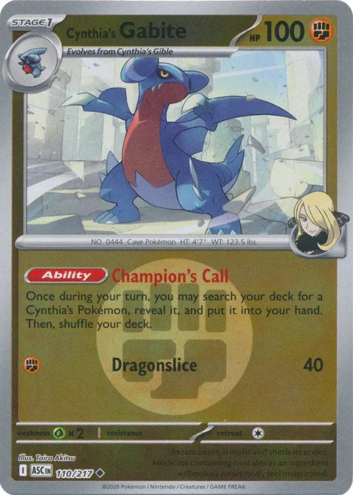 Ascended Heroes Cynthia’s Gabite #110/217 Reverse Holo