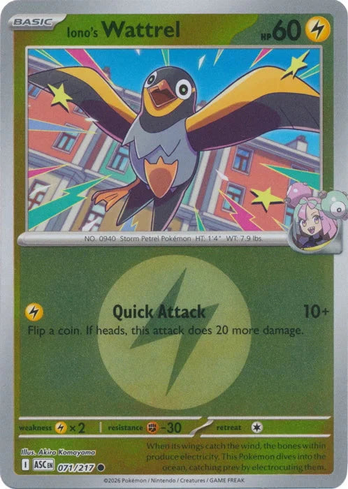 Ascended Heroes Iono’s Wattrel #071/217 Reverse Holo