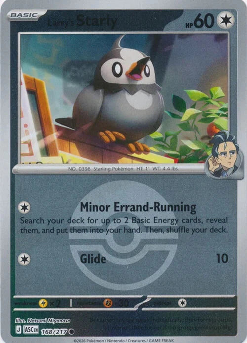 Ascended Heroes Larry’s Starly #168/217 Pokeball Reverse Holo
