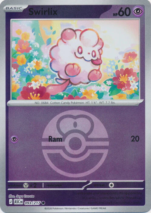Ascended Heroes Swirlix #093/217 Pokeball Reverse Holo
