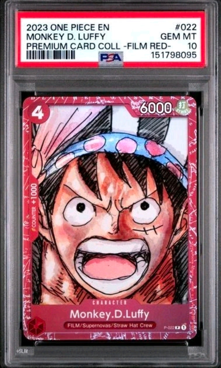 P-022 ONE PIECE MONKEY D. LUFFY FILM RED PSA 10