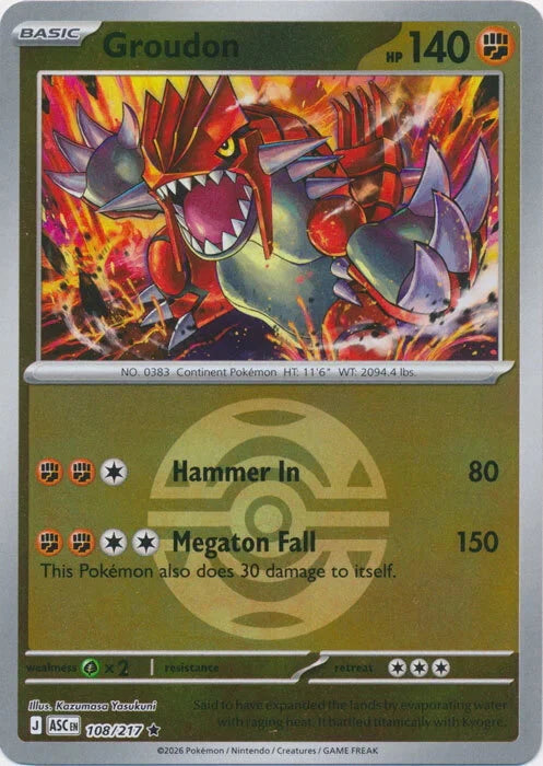 Ascended Heroes Groudon #108/217 Pokeball Reverse Holo