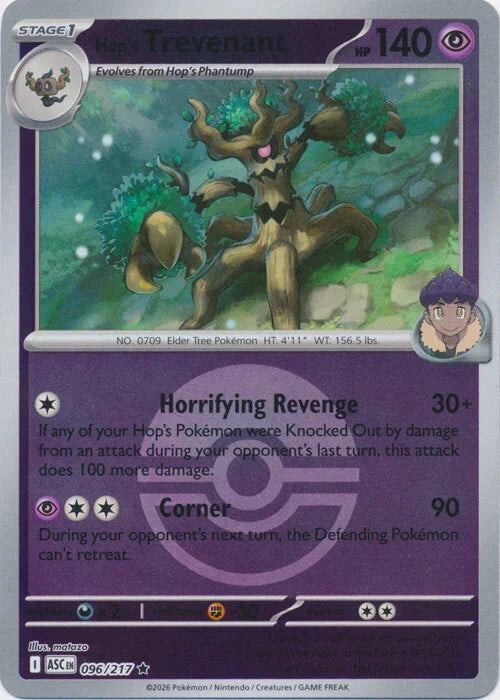 Ascended Heroes Hop's Trevenant #096/217 Pokeball Reverse Holo