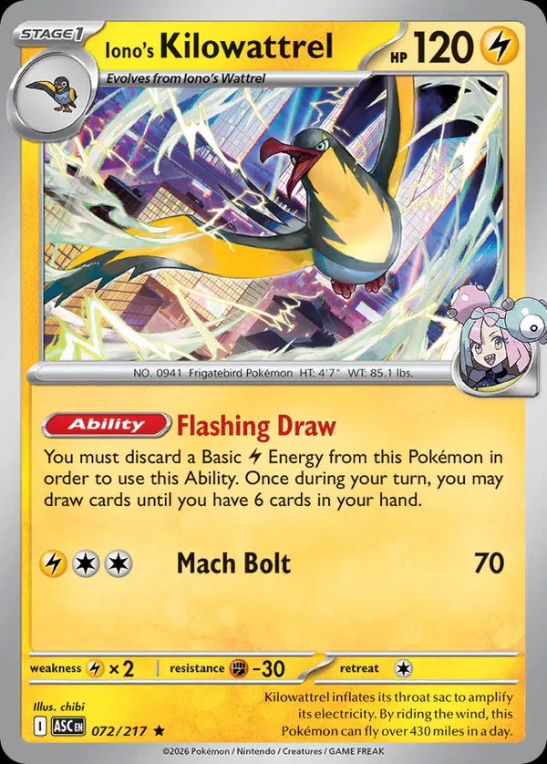 Ascended Heroes Iono's Holo Kilowattrel #072/217