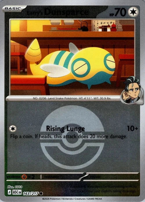 Ascended Heroes Larry's Dunsparce #163/217 Poké Ball Reverse Holo