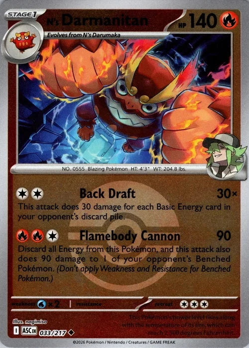 Ascended Heroes N’s Darmanitan #033/217 Poké Ball Reverse Holo