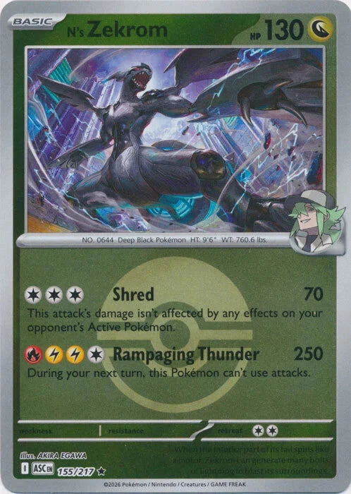 Ascended Heroes N’s Zekrom #155/217 Pokeball Reverse Holo