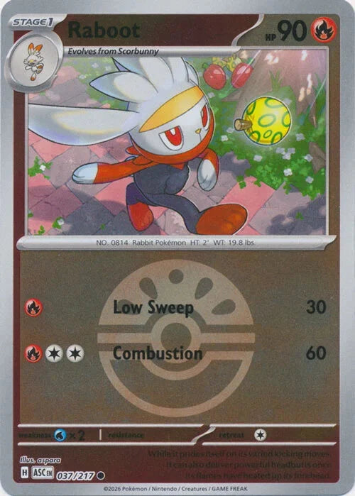 Ascended Heroes Raboot #037/217 Pokeball Reverse Holo