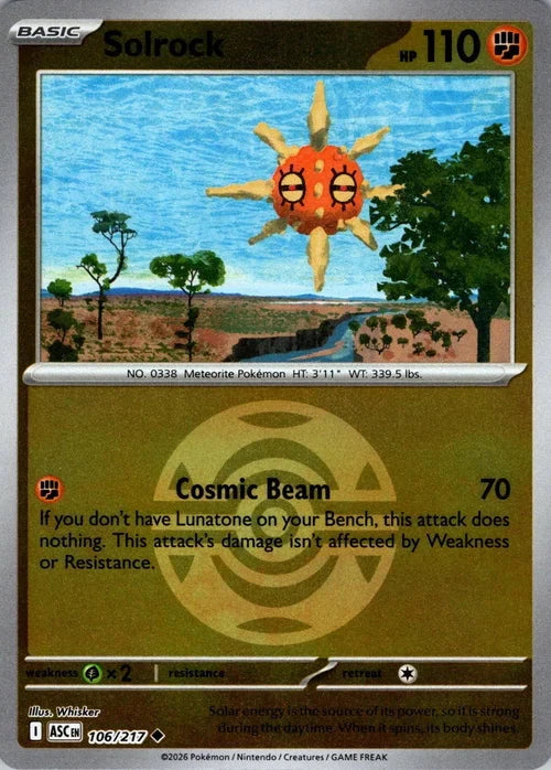 Ascended Heroes Solrock #106/217 Pokeball Reverse Holo
