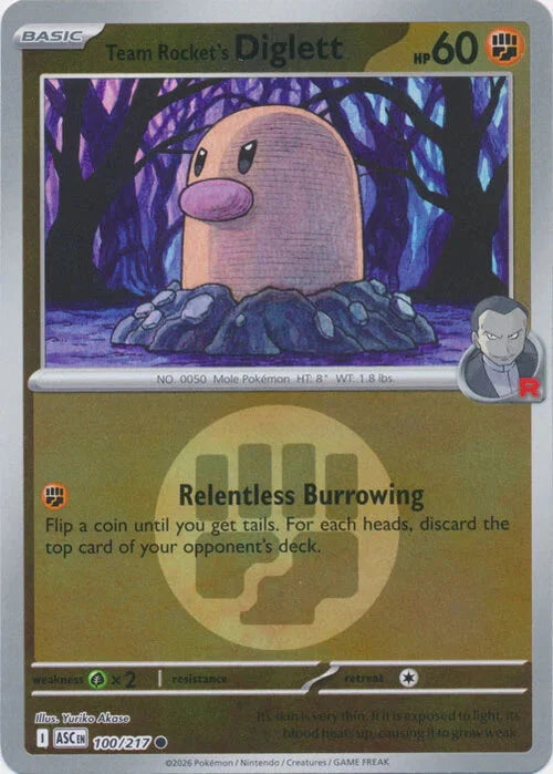 Ascended Heroes Team Rocket's Diglett #100/217 Reverse Holo