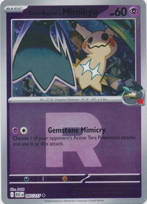Ascended Heroes Team Rocket's Mimikyu #097/217 Pokeball Reverse Holo
