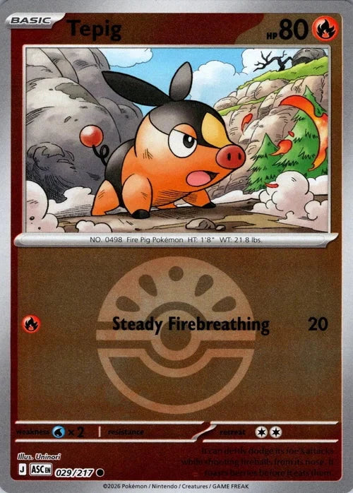 Ascended Heroes Tepig #029/217 Pokeball Reverse Holo