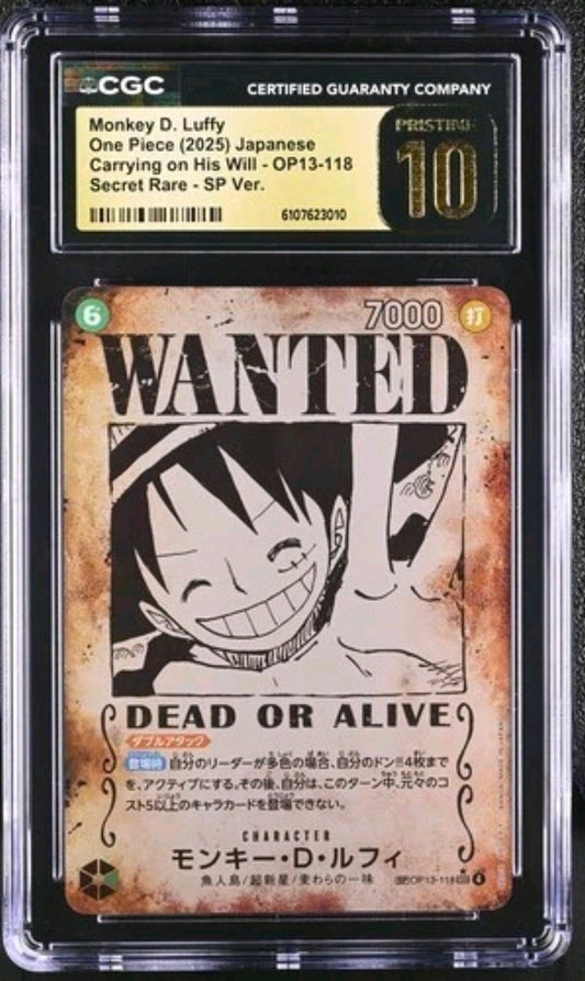 Monkey D Luffy OP13 118 Pristine 10