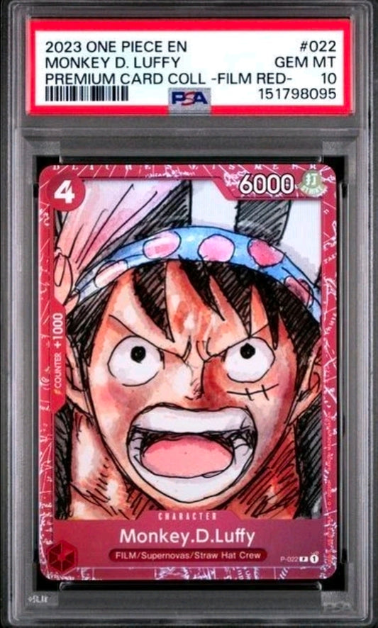 P-022 ONE PIECE MONKEY D. LUFFY FILM RED PSA 10